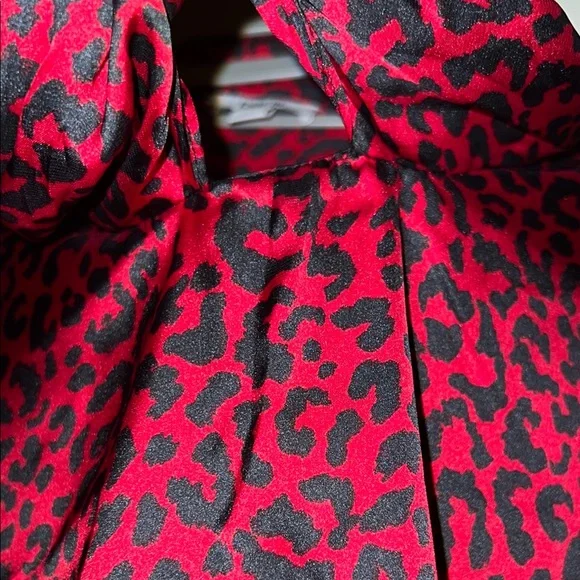 Bar III Red and Black Animal Print Top - Picture 4 of 9